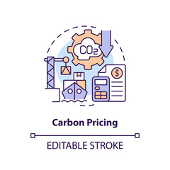 Editable carbon pricing concept, isolated vector, thin line icon representing carbon border adjustment.