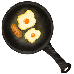 fried egg in a frying pan cartoon