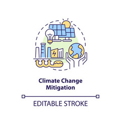 Editable climate change mitigation concept, isolated vector, thin line icon representing carbon border adjustment.