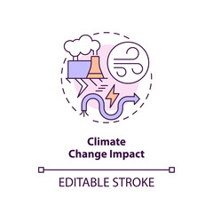 Editable climate change impact concept, isolated vector, thin line icon representing carbon border adjustment.