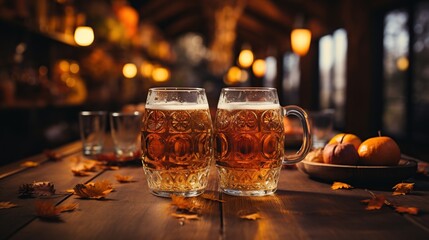 Oktoberfest, beer mug, festival. Generative AI