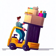 A man carrying cargo on a forklift for delivery Generative AI