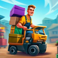 A man carrying cargo on a forklift for delivery Generative AI
