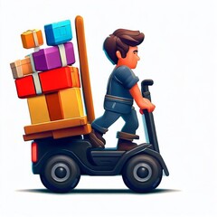A man carrying cargo on a forklift for delivery Generative AI