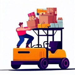 A man carrying cargo on a forklift for delivery Generative AI