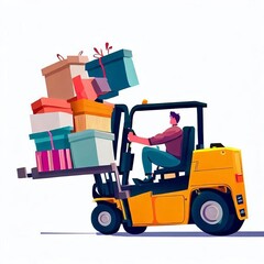 A man carrying cargo on a forklift for delivery Generative AI