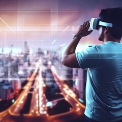 People watching on the panoramic screen of the mall Generative AI