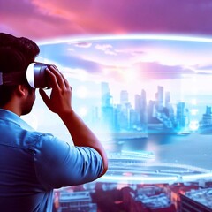 People watching on the panoramic screen of the mall Generative AI