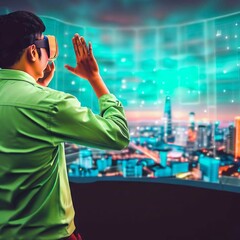 People watching on the panoramic screen of the mall Generative AI