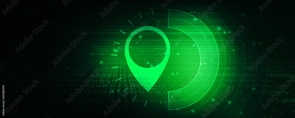 Poster 2d rendering red map pointer