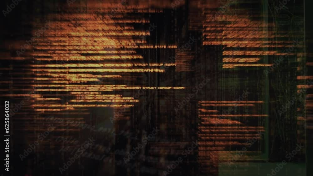 Aufkleber animation of looping computer programming language against black background
