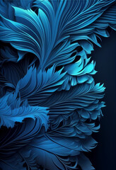 Floral patterns in blue. AI Generated