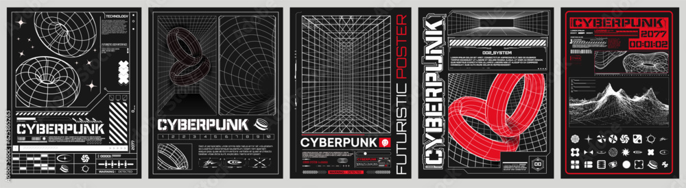 Poster modern y2k design background cover. retro futuristic design elements, perspective grid graphic with 