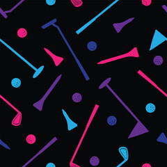 Golf seamless pattern. Golf club and golf balls vector illustration pattern background. 