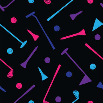 Golf seamless pattern. Golf club and golf balls vector illustration pattern background. 