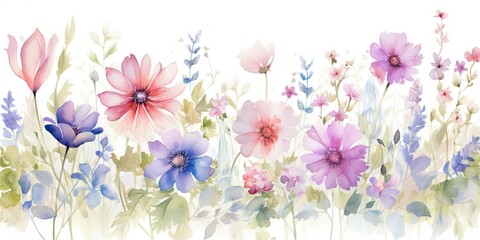  A stunning watercolor flower border adorns a canvas, its intricate patterns and vibrant hues exuding elegance and grace  Tropical Watercolor Flowers Generative Ai Digital Illustration