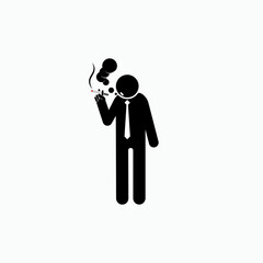 Man Smoking Icon. Bad Habit Symbol - Vector.