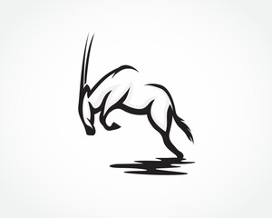 jump rampage silhouette oryx logo design template illustration inspiration