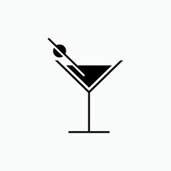 Martini Icon. Liquor, Alcoholic Beverages Symbol - Vector, Sign for Design, Presentation, Website or Apps Elements.    