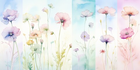  Serene Watercolor Meadows: Delicate Flowers Painted with Gentle Brushstrokes Embrace the Canvas - A Tranquil Oasis of Color and Serenity  Clipart Watercolor Flowers Generative Ai Digital Illustration