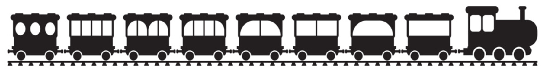 Kids Toy Train silhouette for wall art vector design, Wall decal, train wall tattoo vector illustration black silhouette on transparent background  © stockeefy