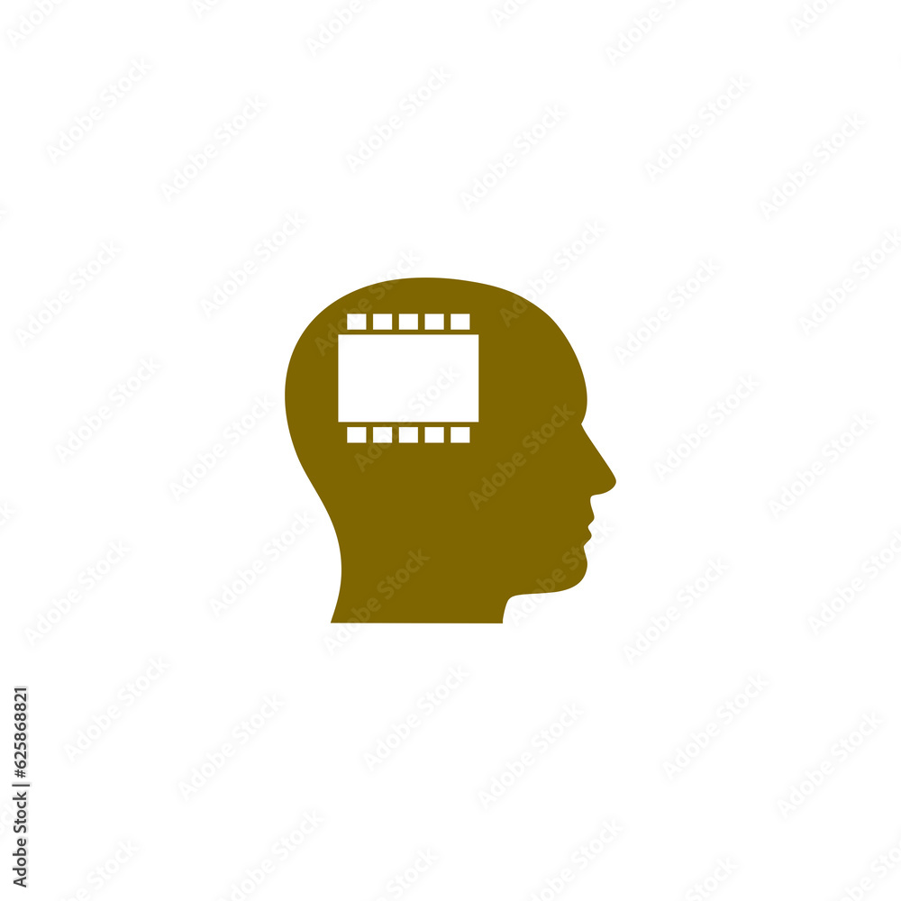 Poster computer chip inside head icon isolated on transparent background