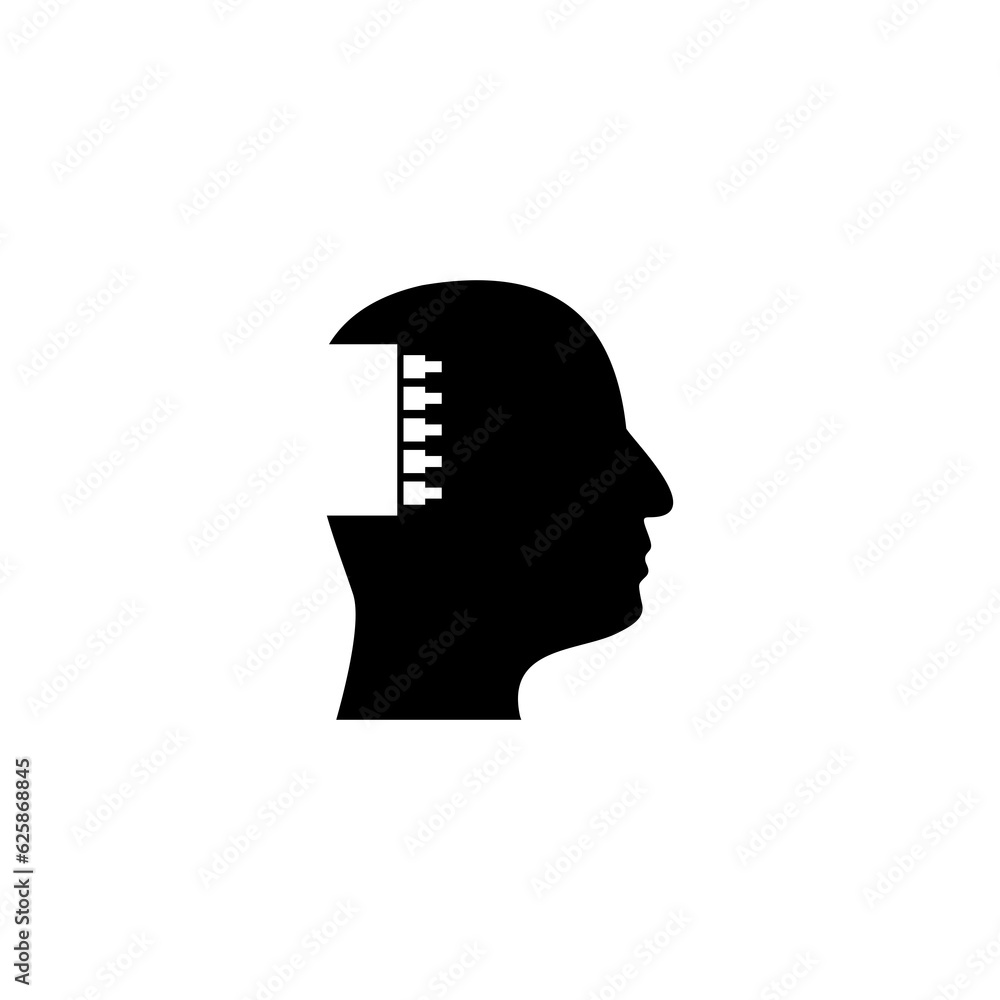 Poster computer chip inside head icon isolated on transparent background