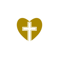 Heart with Christian cross icon isolated on transparent background