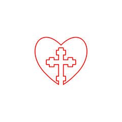 Fototapeta premium Heart with Christian cross icon isolated on transparent background