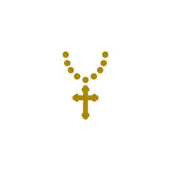 Christian cross on chain icon isolated on transparent background