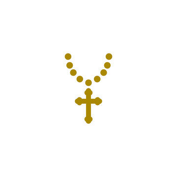 Christian cross on chain icon isolated on transparent background