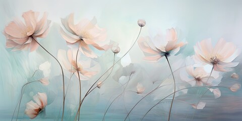  Delicate Watercolor Petals: Graceful Flowers Floating in a Soft Background - Evoking Serenity and Delight   Loose Abstract Watercolor Flowers Generative Ai Digital Illustration