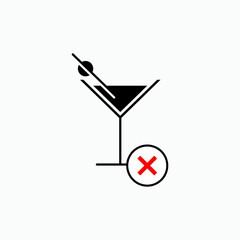 Non Alcoholic Drinks Icon. Symbol No Liquor.   