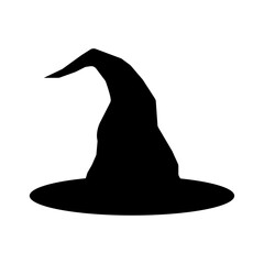 Fototapeta premium Black Witch Hat Silhouette Illustration, Helloween icon