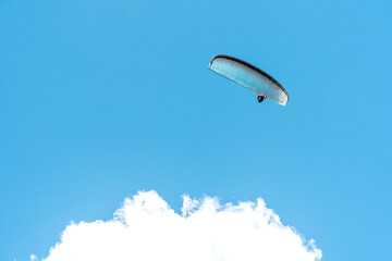 Paragliding on the background of the sky and clouds. copy space. Blank for a designer