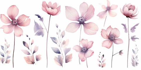  Watercolor Flowers Paintings Generative Ai Digital Illustration