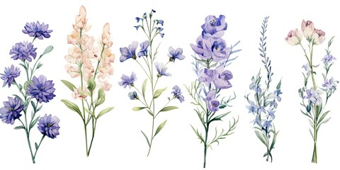 Fototapeta na wymiar Hand-Drawn Watercolor Illustrations of Flourish Boutonnieres - Delicate Floral Compositions and Buttonholes Generative AI Digital Illustration