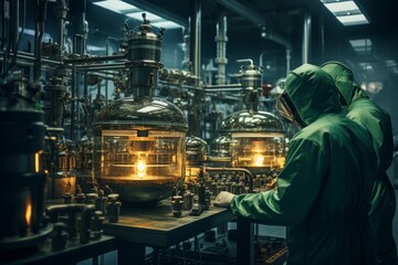 Fototapeta premium Chemical Laboratory With Scientists, Generative AI