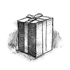 illustration sketch of present gift box