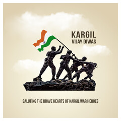 Kargil Vijay Diwas Day, July 26, India. Vector Design template Social Media