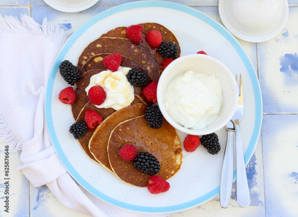 Wall mural Homemade protein pancakes with skyr - Wall murals