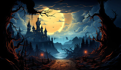 Fototapeta premium Halloween night in the park
