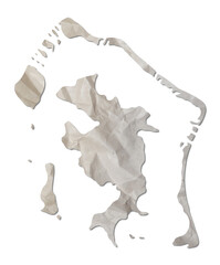 island map paper texture cut out on white background..