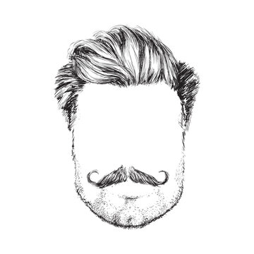 Hipster Guy Man Portrait Illustration. Hairstyle style. Mustache. Beard. Stubble
