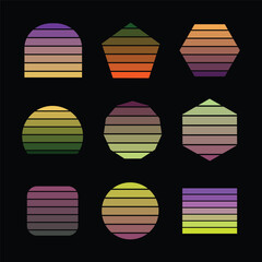 
set of Halloween tint color Schemes, Witch Ghost Themed Tone Colors, October 31 festive vibrant Colour pallet, Colorful Pumpkin trick or treat stripe Pattern, Yellow, Orange, Red trends combinations