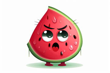 Fototapeta premium creepy watermelon fruit monster 3d rendering AI generative 