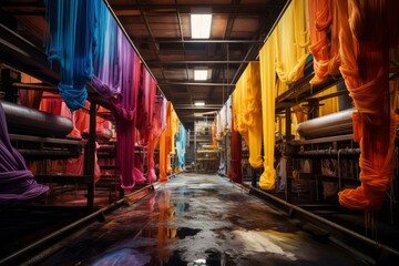 Textile Dyeing Factory, Generative AI - obrazy, fototapety, plakaty