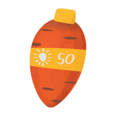 Cute sunscreen yellow and orange bottle that looks like a carrot
