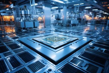 High Tech Semiconductor Fabrication Plant, Generative AI - obrazy, fototapety, plakaty