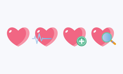 Heart icons set. Medicine symbol. Healthcare. Medical health care. Heart in linear design collection.on white background.Vector Design Illustration.